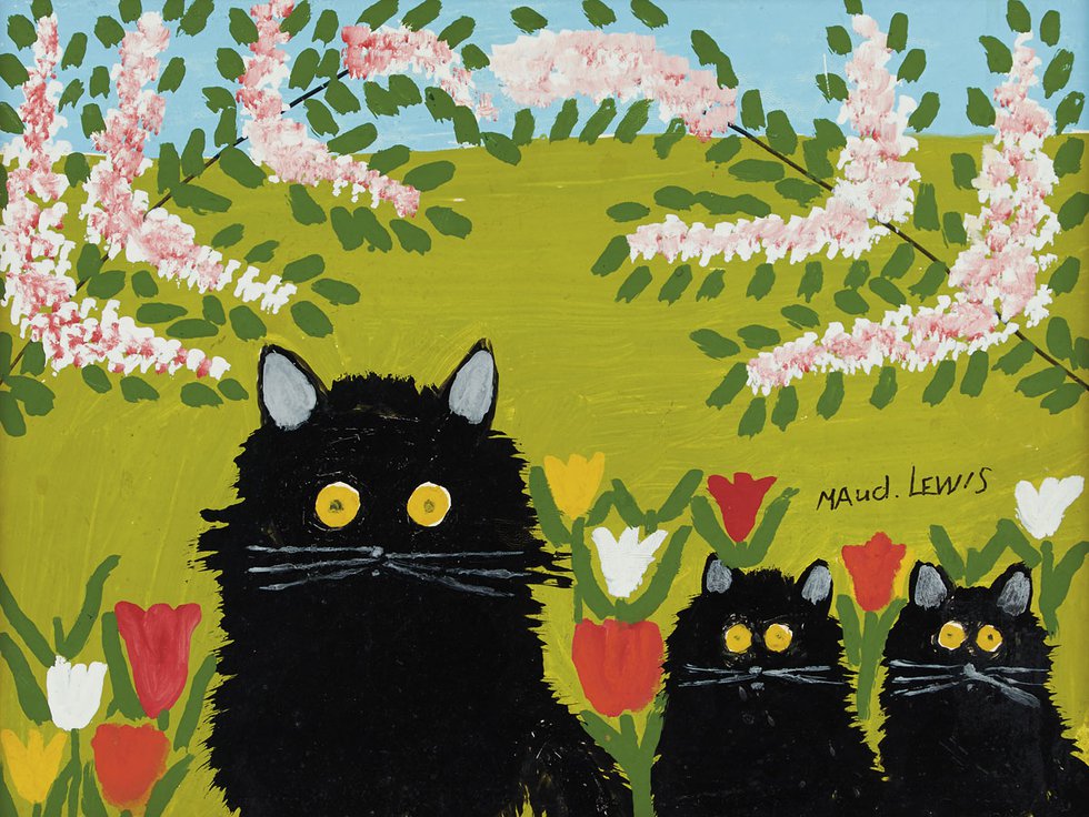 Maud Lewis, "Three Black Cats," n.d.