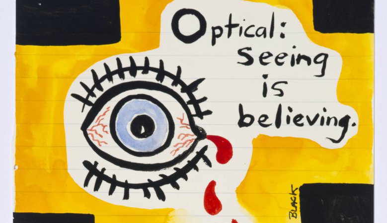 Gordon Bennett, "Notepad Drawings: Optical: Seeing is Believing, "  1995