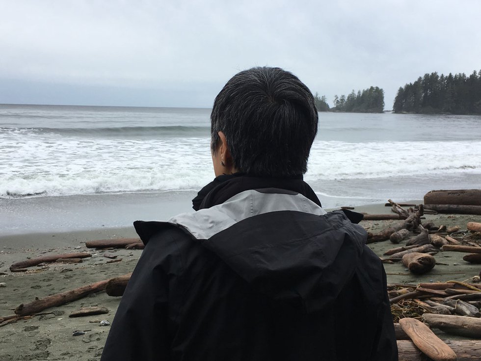 Jin-me Yoon, Site visit for "Long View," Florencia Beach, Pacific Rim National Park Reserve