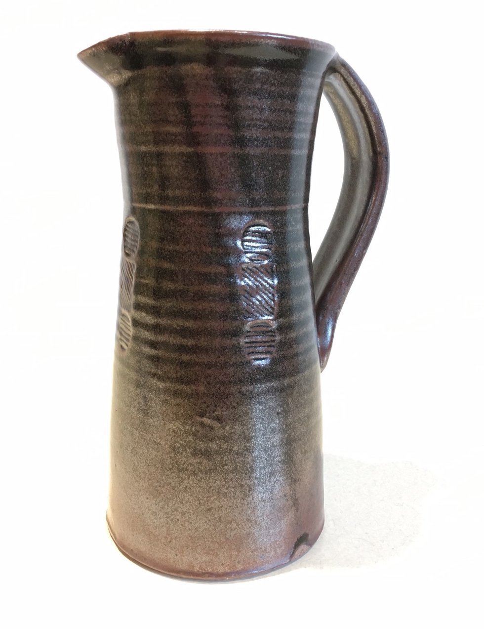 Lari Robson, "stoneware jug with tenmoku glaze," circa 1980's