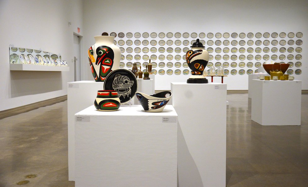 “Oh Ceramics,” installation view showing works by Stewart Jacobs in foreground