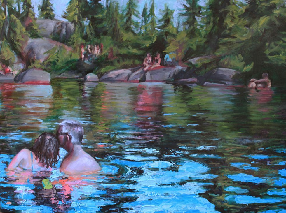 Cath Hughes, "Bathers at Mystery Lake," 2015
