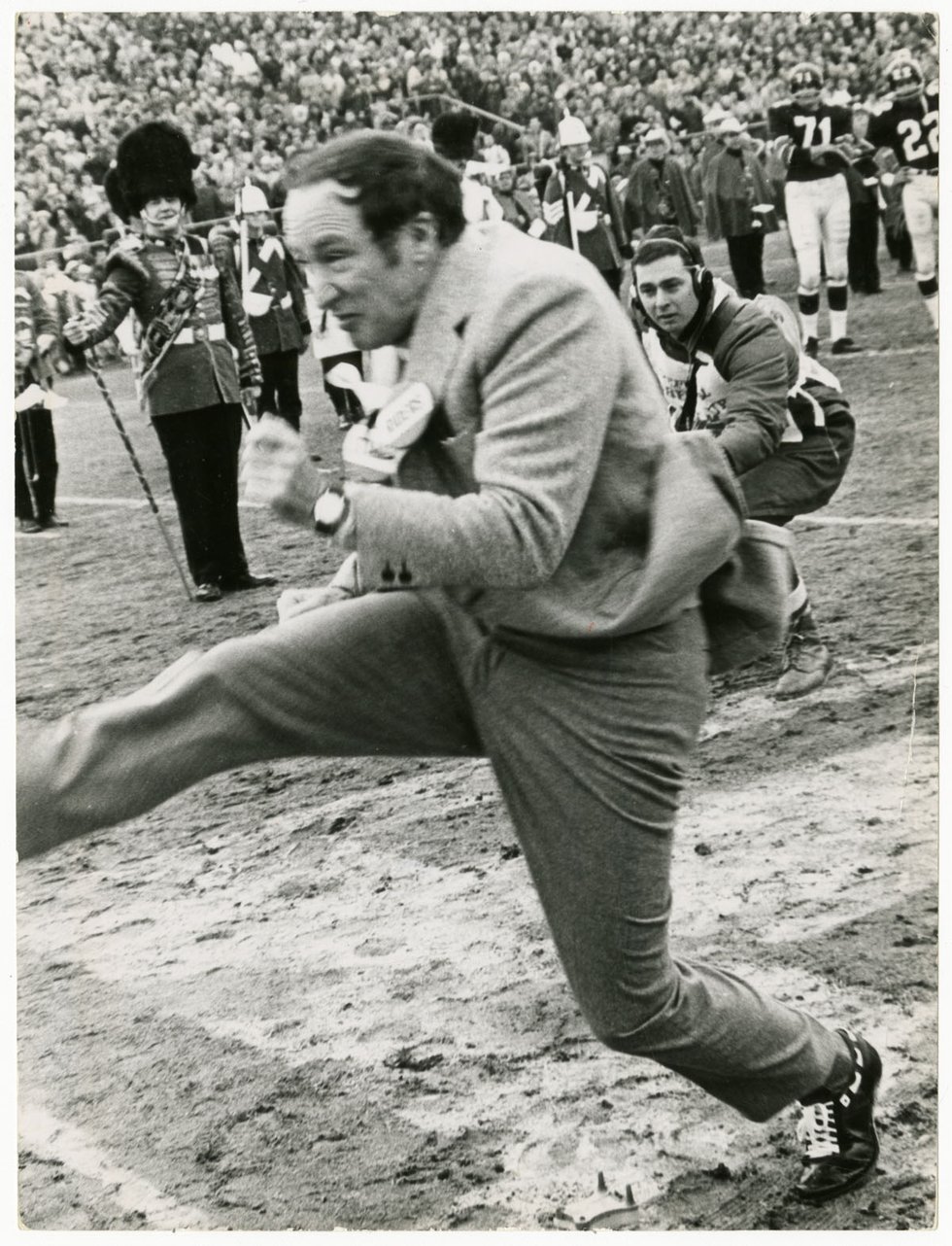 John Maiola, "Prime Minister Pierre Elliott Trudeau donned cleats for a kickoff that travelled less than 10 yards," 1968