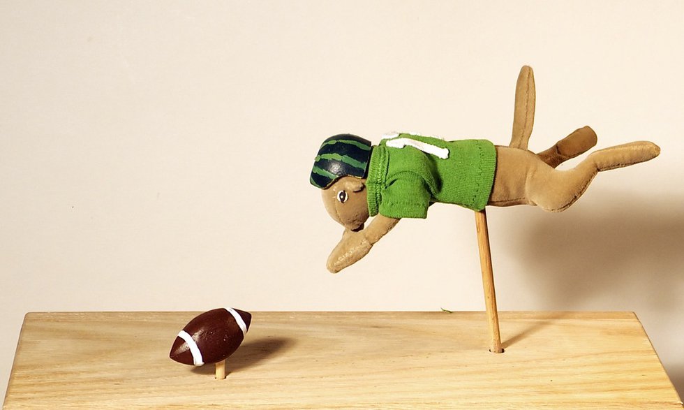 Mary Romanuck, "Fumble Recovery," sculpture and mixed media