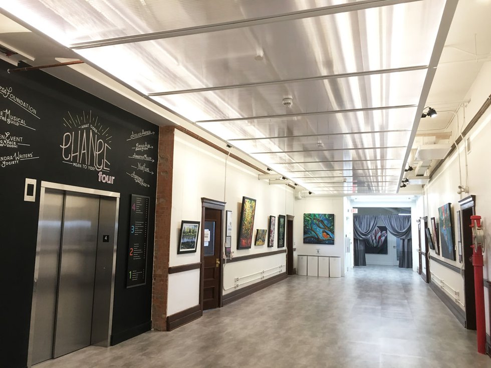 Four hallways in the former school are now galleries for displaying art