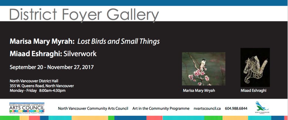 Marisa Mary Myrah, "Lost Birds and Small Things," and Miaad Eshraghi, "Zippers," Invitation, 2017