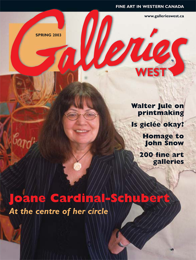 Joane Cardinal-Schubert on cover of Spring 2003 issue of Galleries West