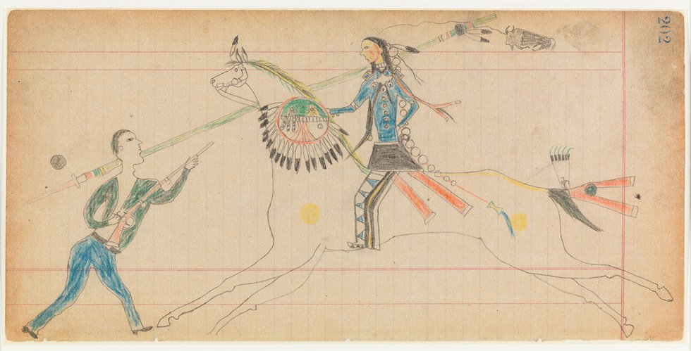 Unknown Cheyenne artist, "Vincent Price Ledger Book, p. 202," about 1875-1878