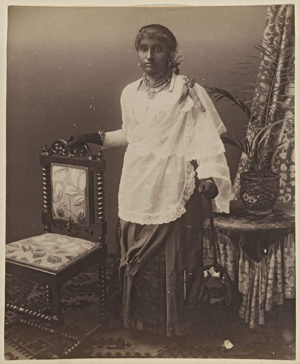Unknown photographer, “Portrait of a Ceylonese Girl with Umbrella,” circa 1860-1900