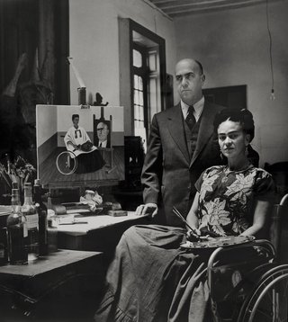 Frida Kahlo with the doctor Juan Farill by Gisèle Freund, 1951 ©Frida Kahlo Museum