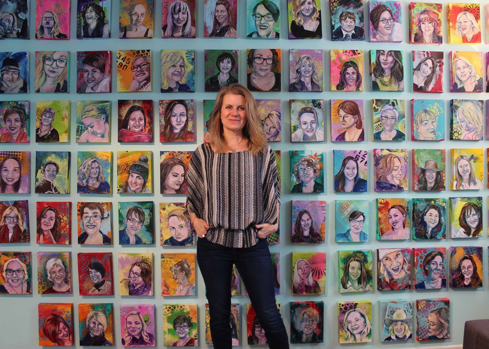 Veronica Funk poses with "Nasty Women," 2018