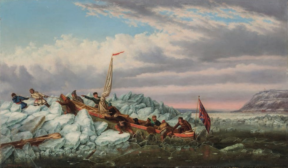 Cornelius Krieghoff, "Crossing the Ice with the Royal Mail, Québec," circa 1862