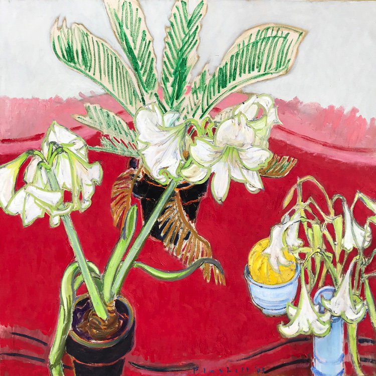 Joseph Plaskett, "White Amaryllis, White Lilies, Melon," nd