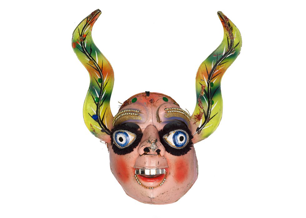 Artist unknown, “La Loca,” no date, festival mask from Peru that represents the devil’s wife (photo by Kyla Bailery, courtesy UBC Museum of Anthropology)