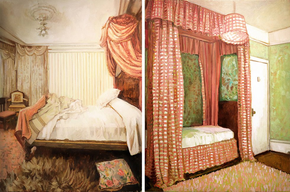 Gillian Willans, "Symphony in White," 2018 (left) and "Sleeping Beauty," 2018 (right)