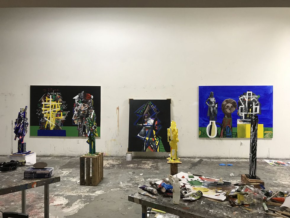Erik Olson’s studio in Los Angeles during his La Brea residency in 2018. (courtesy of the artist)