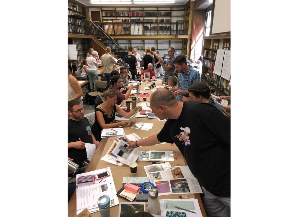 Teachers work on their projects at the New York Public Library. (photo by Dana Helwick)