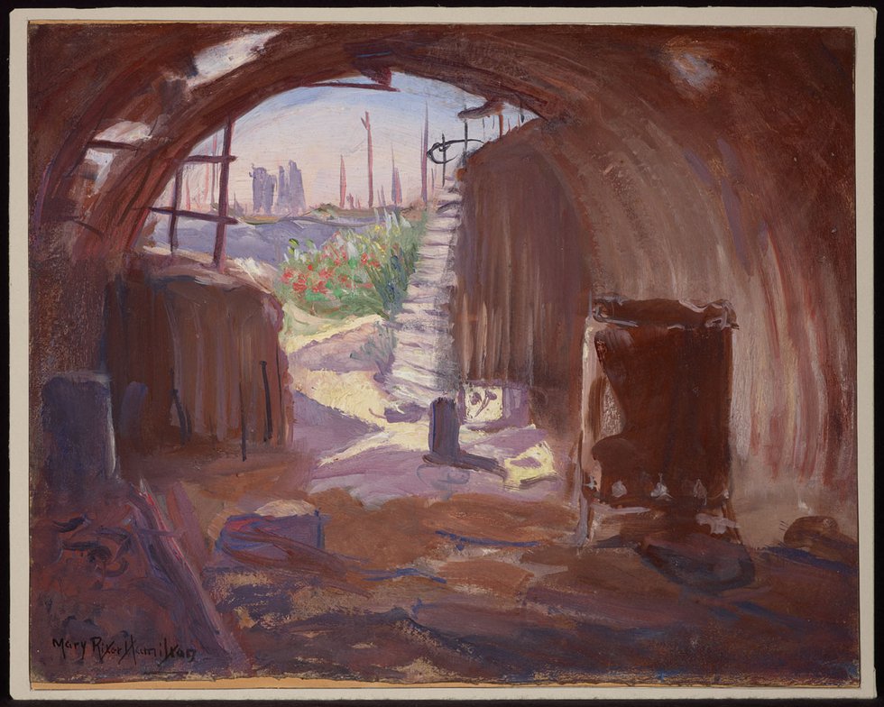 Mary Riter Hamilton, “Interior of a Pillbox, Flanders,” 1920