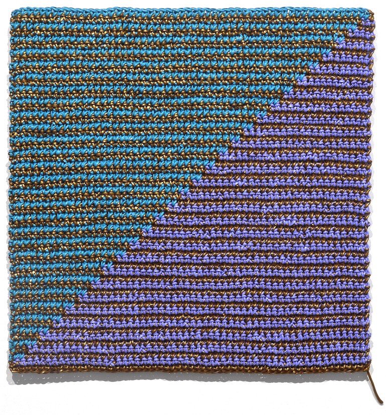 Angela Teng, "Diagonal (Blue-Green Violet and Bronze)," 2018