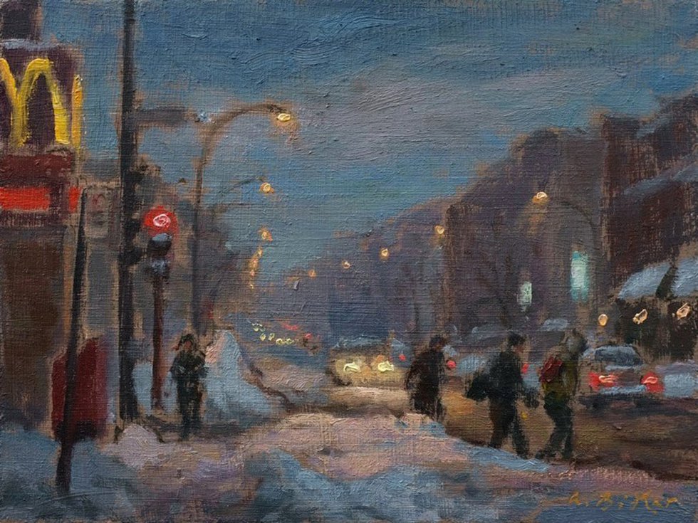Antoine Bittar, "Evening on Queen Mary Road, Montreal," 2017