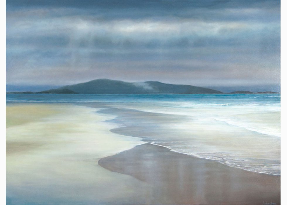 Patricia Johnston, "Western Isle Beach," 2018, oil on canvas, 36" x 48"
