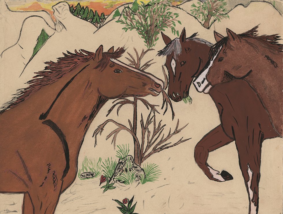 Jane Stelkia, "Three Horses," date unknown