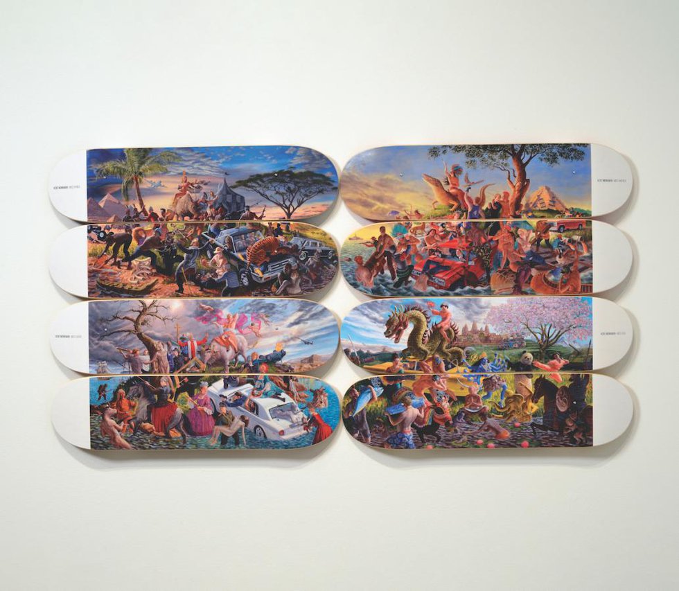 Micheal Langan / Colonialism Skateboards Collaboration with Kent Monkman, :The Four Continents," 2018