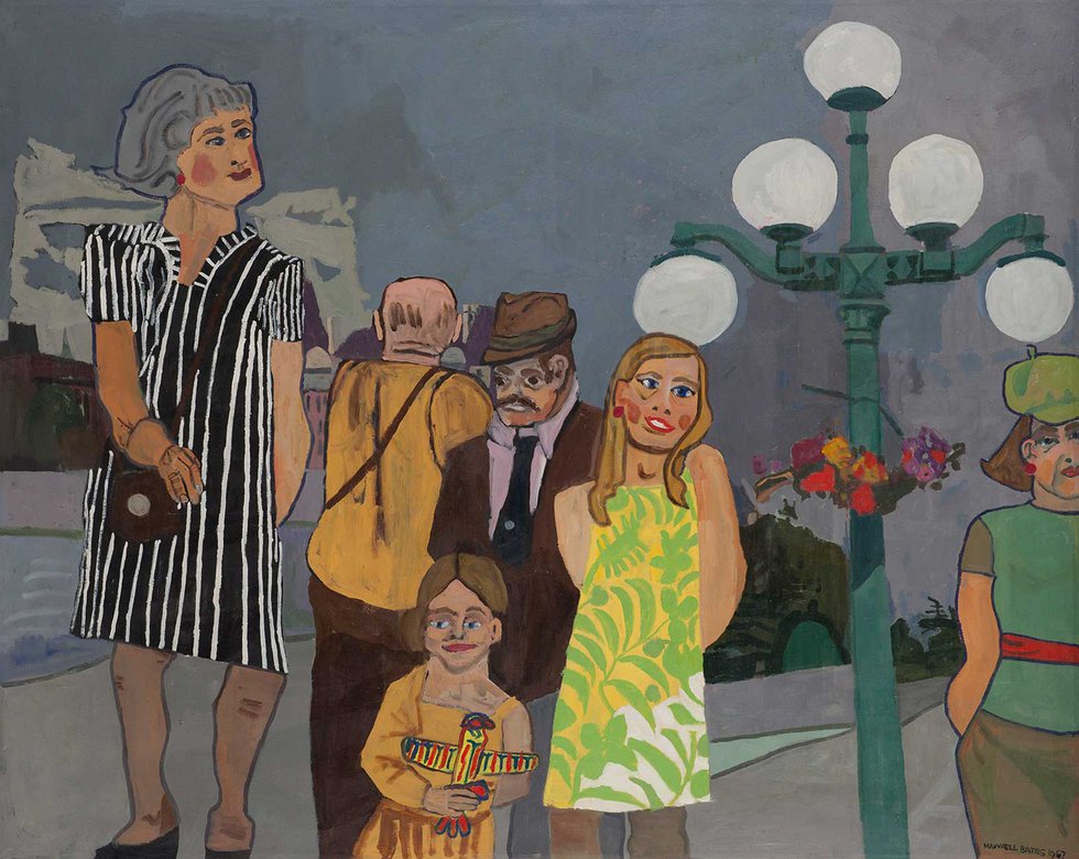 Maxwell Bates, "Tourists in Victoria," 1967