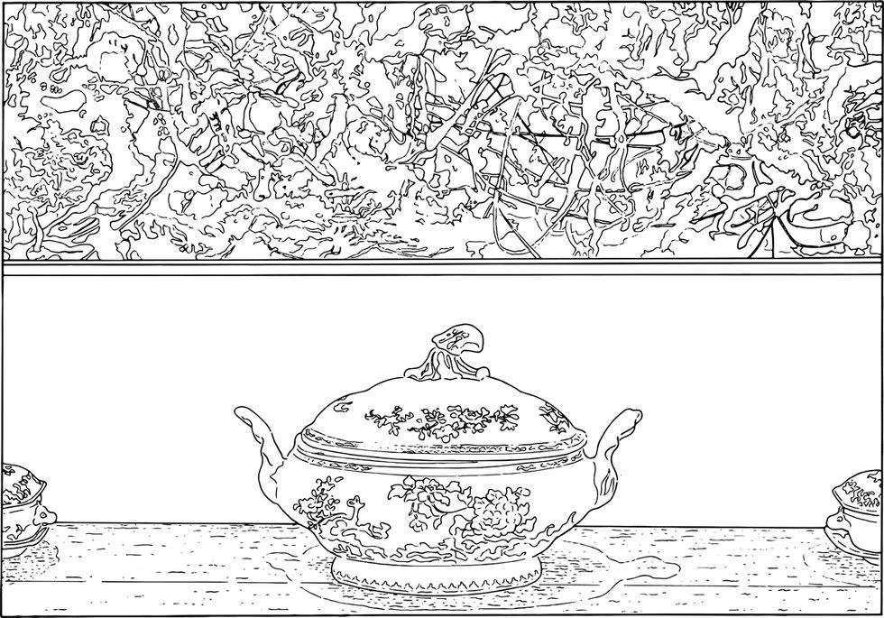 Louise Lawler, “Pollock and Tureen (traced),” 1984/2013