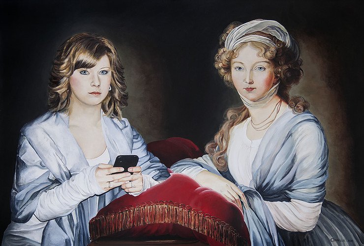 Laara Cassells, "Laara Cassells, Jessica Day and Empress Elisabeth Alexeievna (after Louise Vigée Lebrun)," 2015