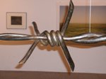 Gordon Ferguson, "Strung," (detail), 2005, steel pipe and wire, 32" x 32" x 155" (image courtesy SAAG)