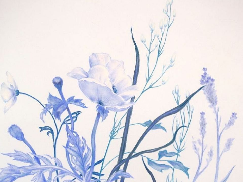 Zachari Logan, “Ditch Flowers (Blue) detail,” 2019
