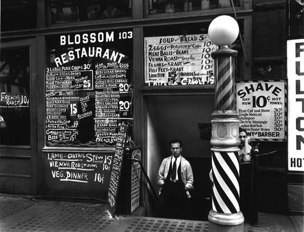 Berenice Abbott, "Blossom Restaurant, 103 Bowery, Manhattan," 1935