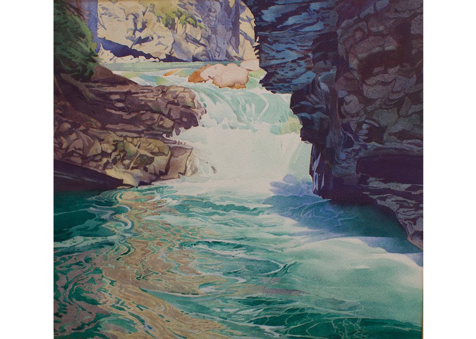 Walter J. Phillips, “Lower Falls, Johnson’s Canyon,” circa 1945