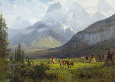 Frederick Marlett Bell-Smith, "Stoney Indian Camp, Near Canmore, N.W.T.,"