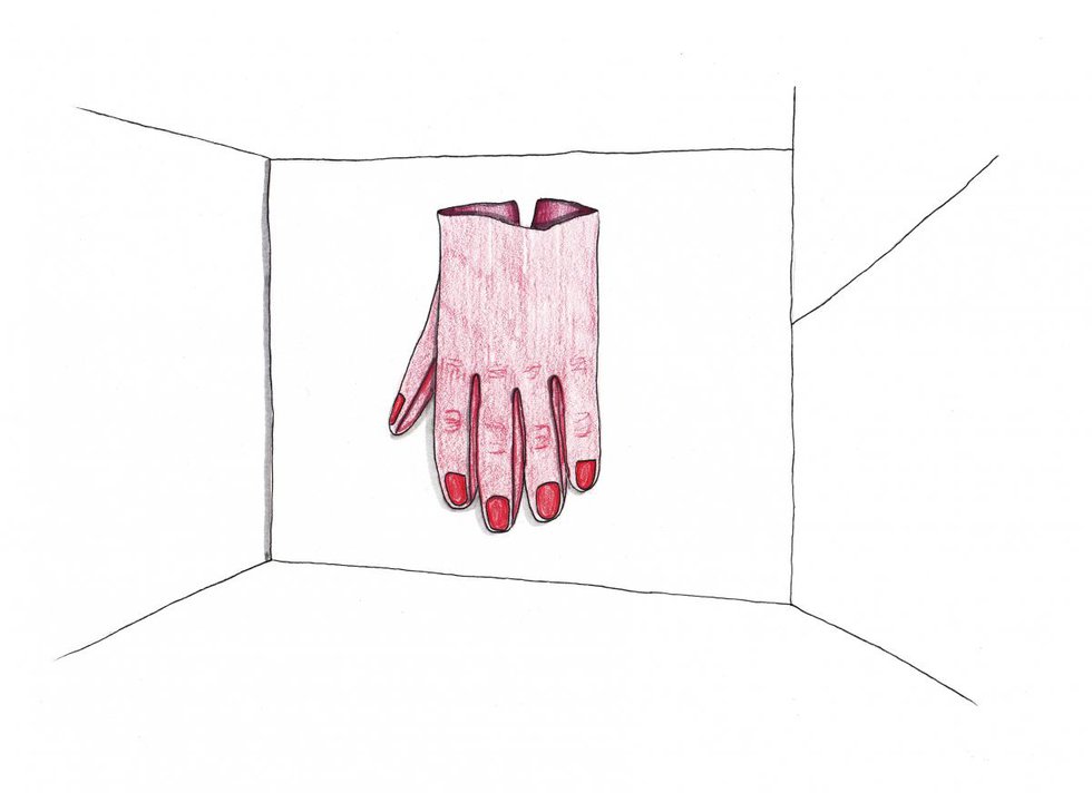 Yvonne Mullock, "Gift-Love North/Wall Glove Hand," 2019