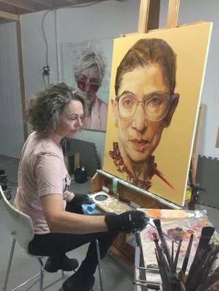 Shana Wilson paints Ruth Bader Ginsburg for Time magazine.