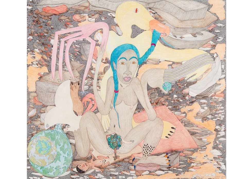 Shuvinai Ashoona, “Untitled (Birthing Scene),” 2013