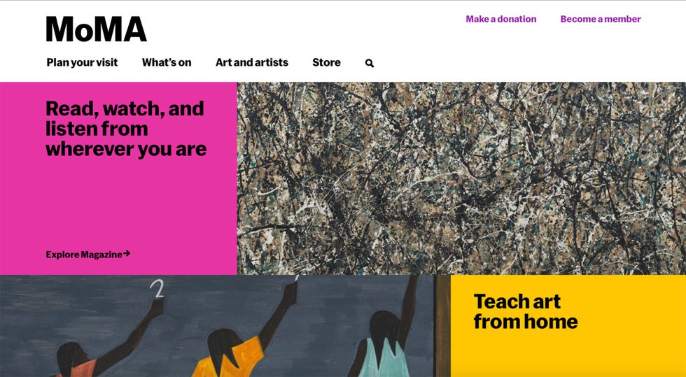 MoMA’s home page directs visitors to a broad range of great digital content.