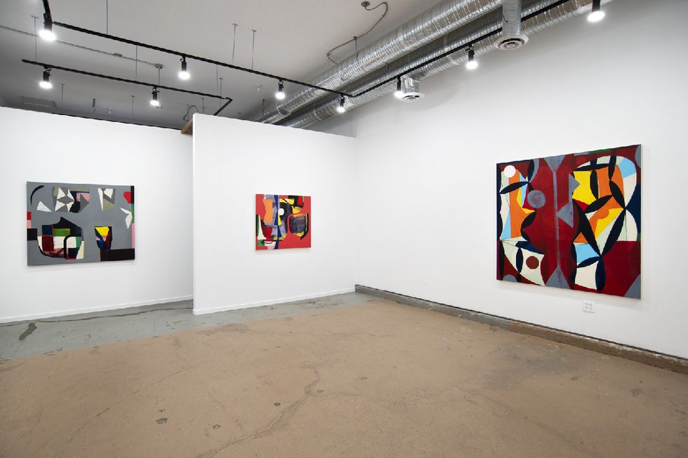 Installation view of Mark Dicey's "Rhythm Section" exhibition at the Jarvis Hall Gallery in Calgary.