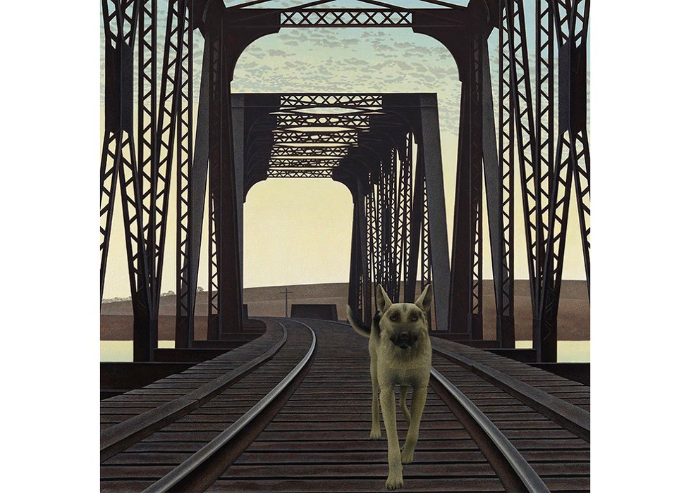 Alex Colville, "Dog and Bridge," 1976
