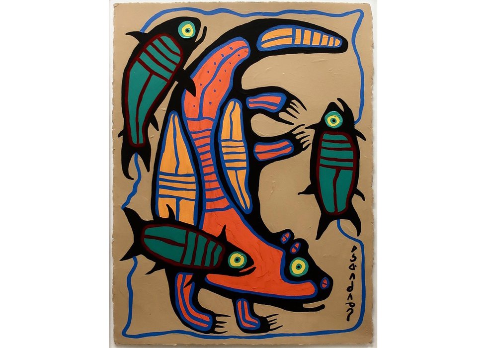 Norval Morrisseau, "Sea Otter Catching Salmon," no date