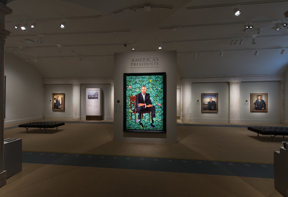 Kehinde Wiley’s portrait of Barack Obama was installed on Feb. 13, 2018
