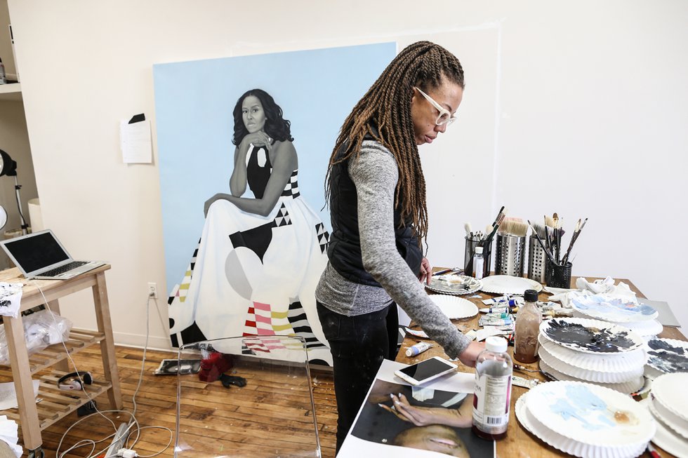 Amy Sherald, in her Baltimore studio