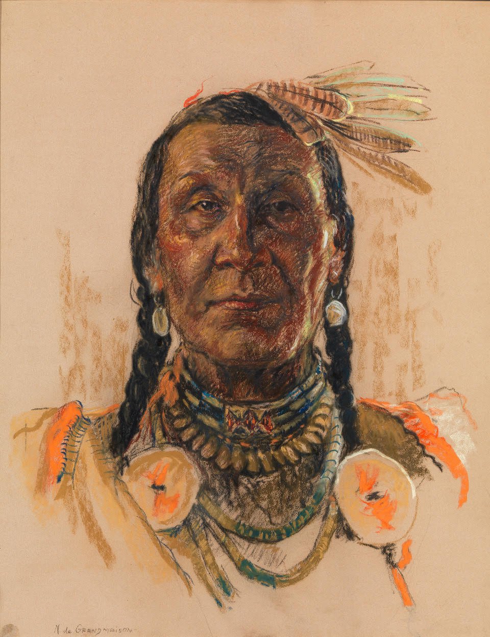 Nicholas de Grandmaison, Indigenous Portrait (Chief Eagle Plume)," n.d.