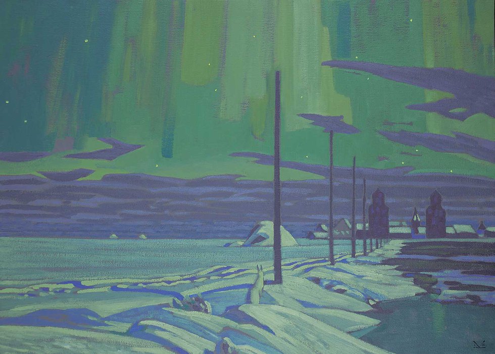 Illingworth Kerr, "Western Winter Night," 1980, oil on canvas, 36" x 50" (sold at Levis for $52,650)