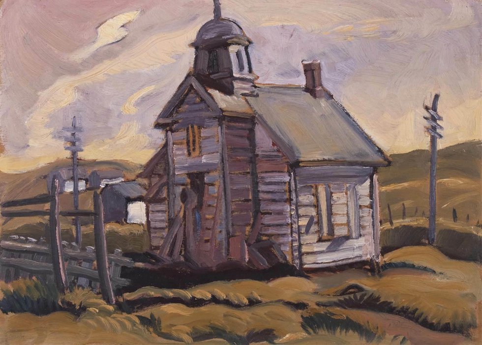 Henry Glyde, "Midnapore, Old Church," 1944, oil on board, 10" x 14" (sold at Hodgins for $3,750)
