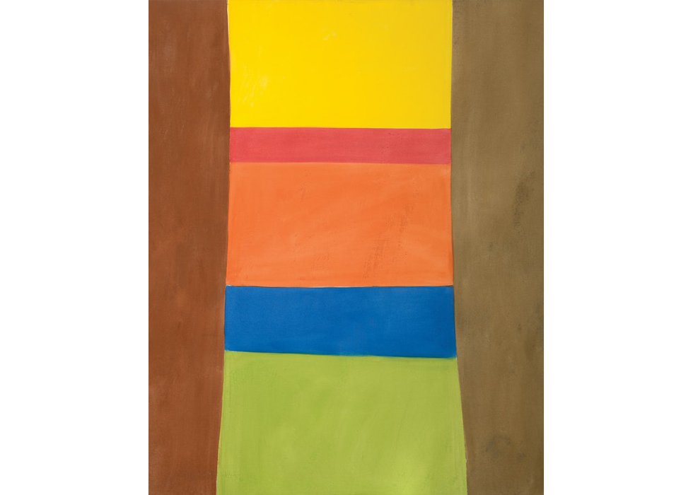 Jack Bush, "Column on Browns," 1965, oil on canvas, 80" x 64" (sold at Cowley Abbott for $870,000)