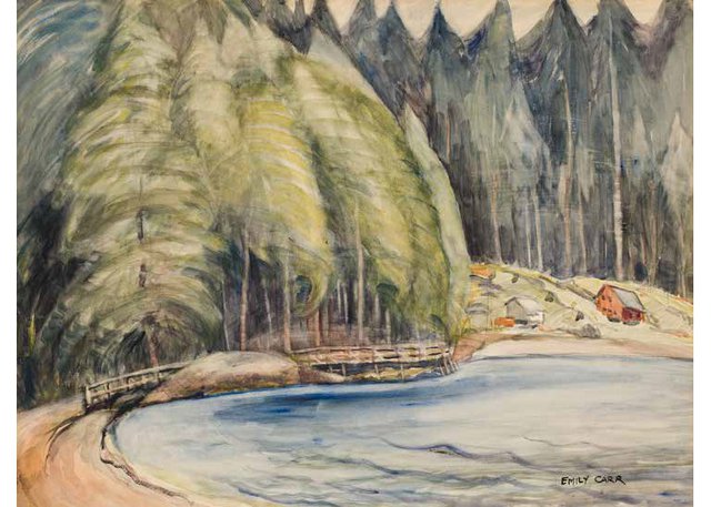 Emily Carr, "South Bay, Skidegate," circa 1928, watercolour on paper, 22" x 29" (sold at Heffel for $811,250)