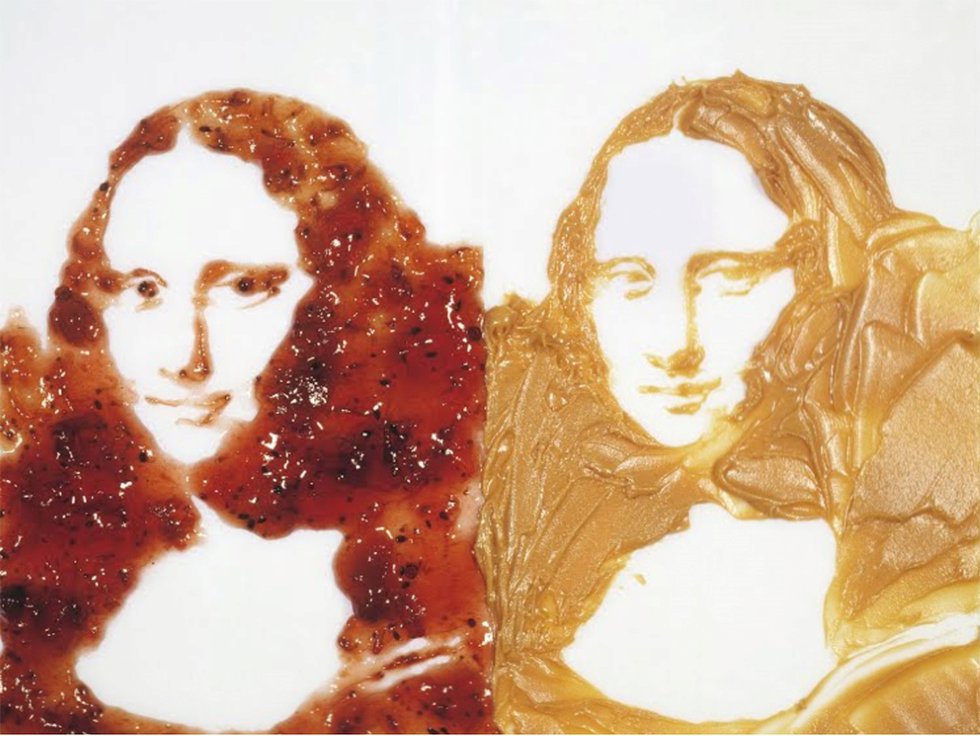 Vik Muniz, “Double Mona Lisa, After Warhol, (Peanut Butter + Jelly),” 1999